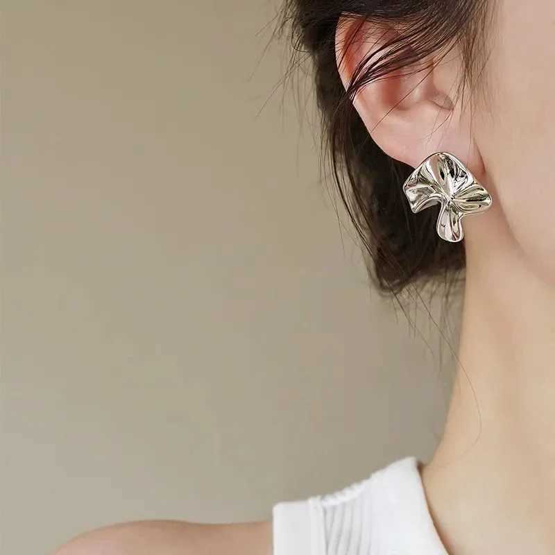 Real 925 Sterling Silver Wrinkled Flower Stud Earring for Women Minimalist Trendy Fine Jewelry Personality Plant Accessories J251208