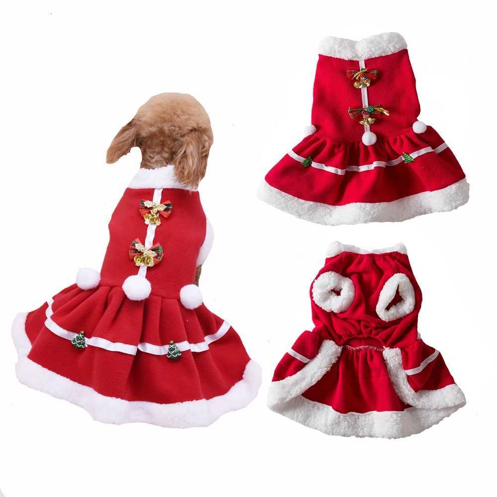 Christmas Dog Dresses For Pet Clothes Cat Vest Dresses Apparel Lightweight Velvet Dog Santa Suit Warm Dog Puppy Cat Hoodies M251208
