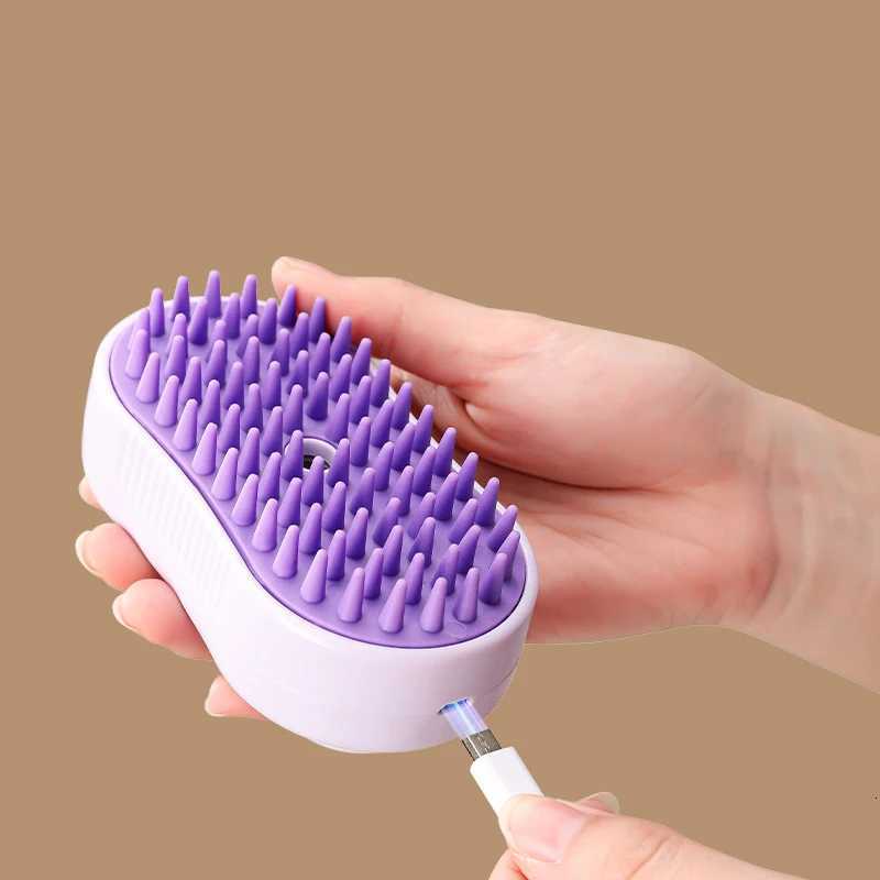 Steamy Brush Electric Spray Cat Hair Brush 3in1 Pet Hair Removal Tool 360 Rotating Handle Silicone Multifunctional Massage Comb M251208 - view 4