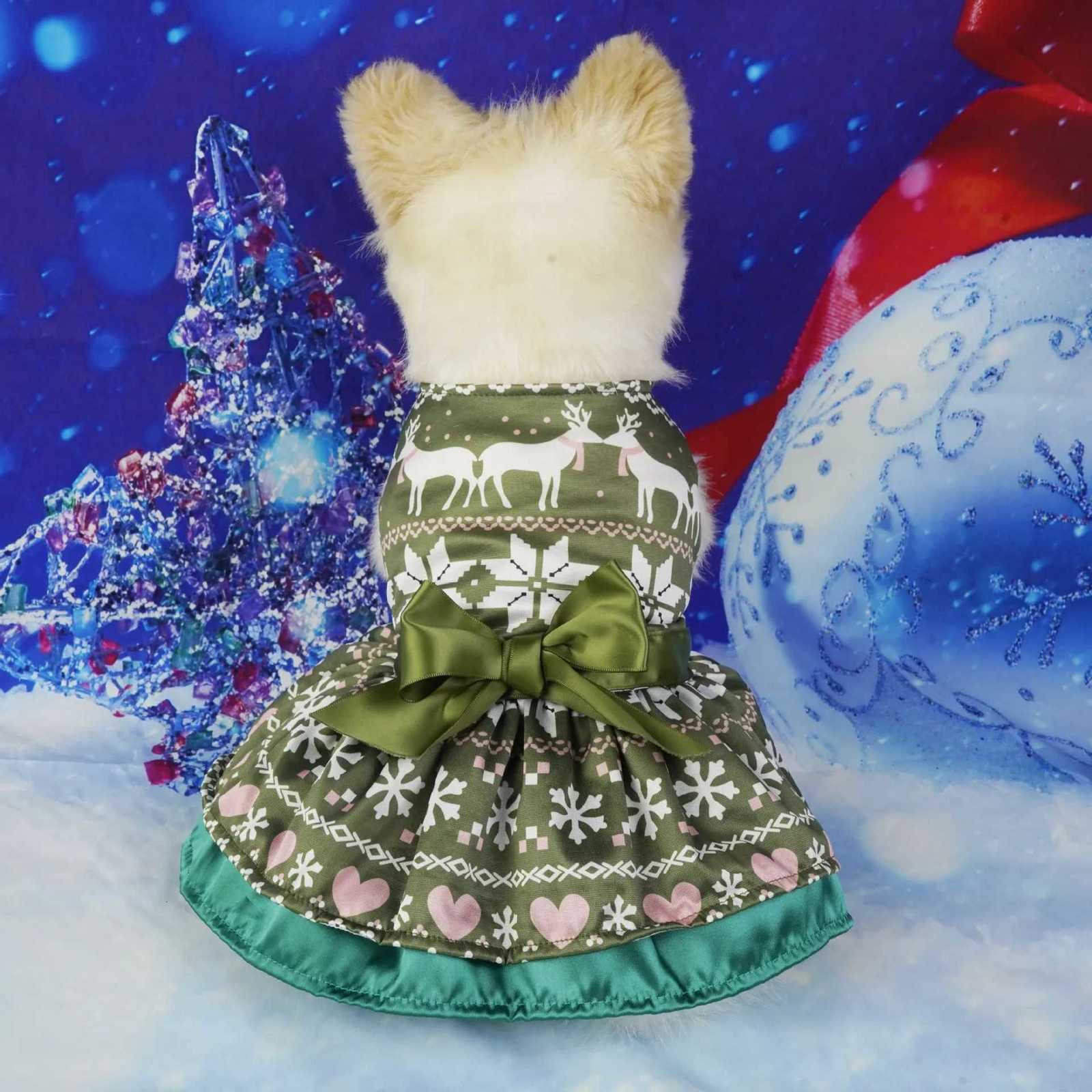 Adjustable Snowflake Pattern Princess Dress Christmas Holiday Personalized Printed Pet Clothes Christmas Party Decorations M251208