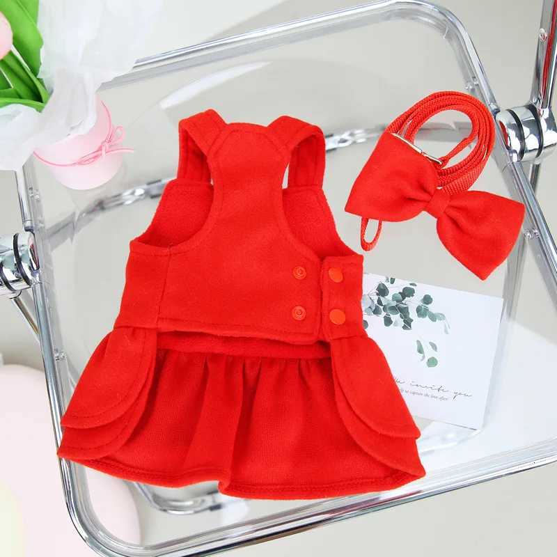 Warm Fleece Dog Princess Dress Autumn Winter Pet Skirt Traction Ring Small Dogs Cats Puppy Yorkies Maltese M251208