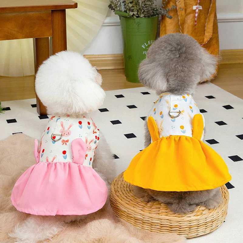 Pet Dog Easter Dresses Bunny Print Skirt for Small and Medium Girl Dogs Photography Outfits M251208