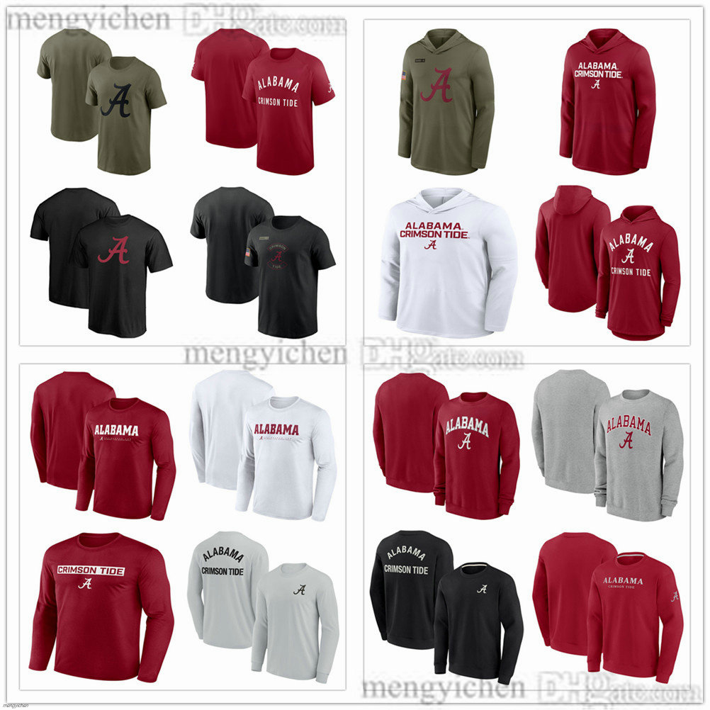 Men's Alabama College Crimson Tide T-Shirts Football Sports Shirts Fans Top Tees Shorts Long Sleeve Summer