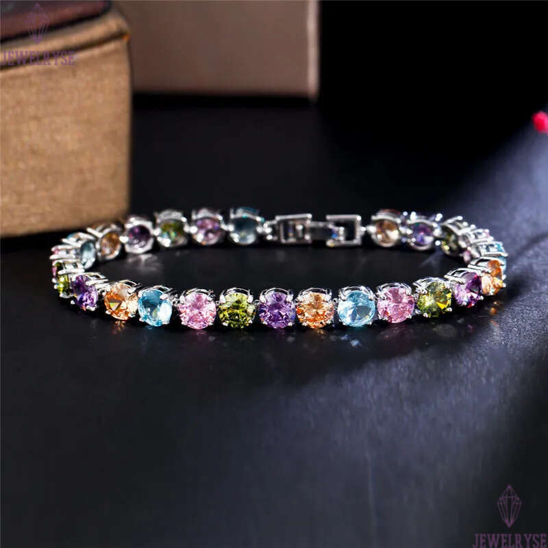 fashion diamond tennis bracelet designer for woman party colorful AAA cubic zirconia copper love silver womens bracelets luxury jewelry friend gift