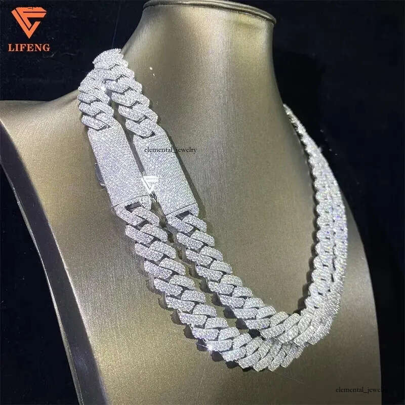 Heavy Thick Necklace Chaines 20mm Big Stone Cuban Link Chain Gra Iced Out VVS Moissanite 925 Silver Hip Hop Jewelry for Men