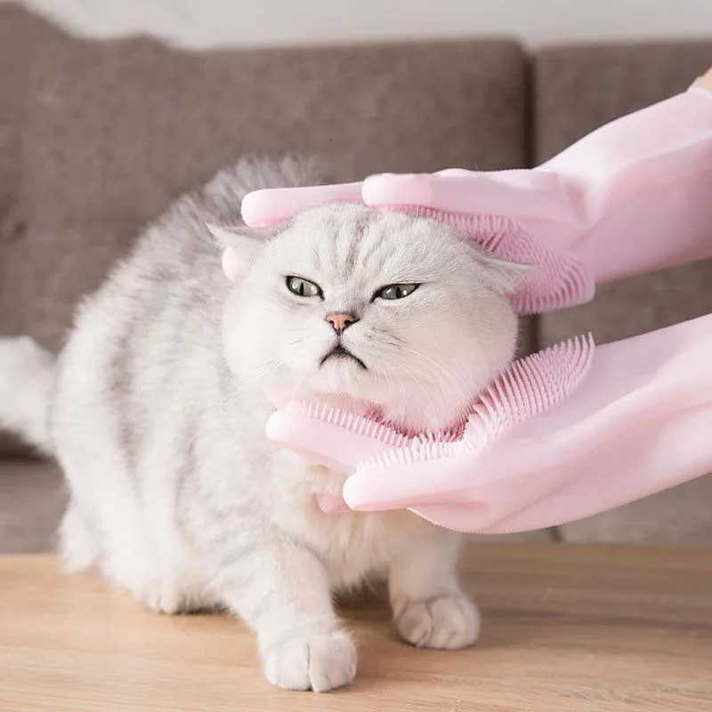 Pet Hair Removal Glove Grooming Cleaning Gloves Dog Cat Bathing Shampoo Glove Scrubber Cleanner Silicon Hair Removal Glove MMR04 M251208 - view 5