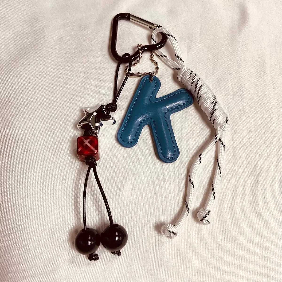 DIY handmade keychain Letter bag pendant Ins woven rope cherry jewelryXJ251208 - view 4