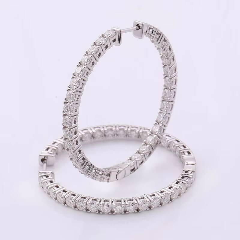 Provence Jewelry Bridal Design Women Moissanite Earrings 18k Gold Full Moissanite Diamond Hoop Earrings