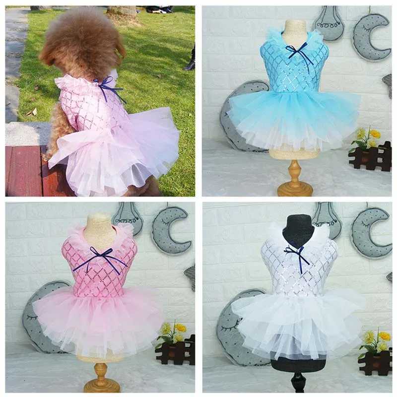 Small Dog Dress Pet Tutu Dress with Sequin Bows Princess Tulle Skirt Puppy Dog Clothes Chihuahua York Terrier Pet Apparel M251208