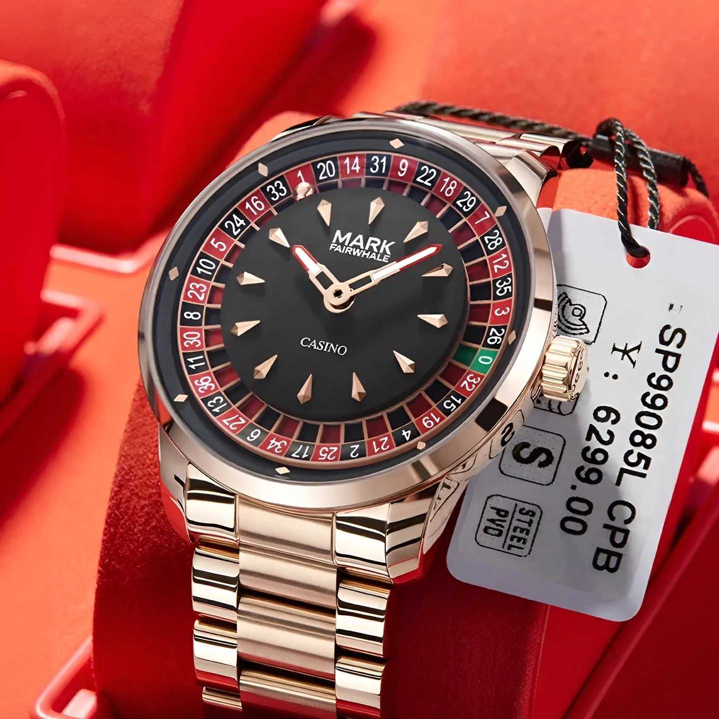 Mark Fairwhale 5031 Men Funny Quartz Watch recessed wheel design Arabic numerals Rotating Dial Roulette Clock Watch Hombre RelojT251208