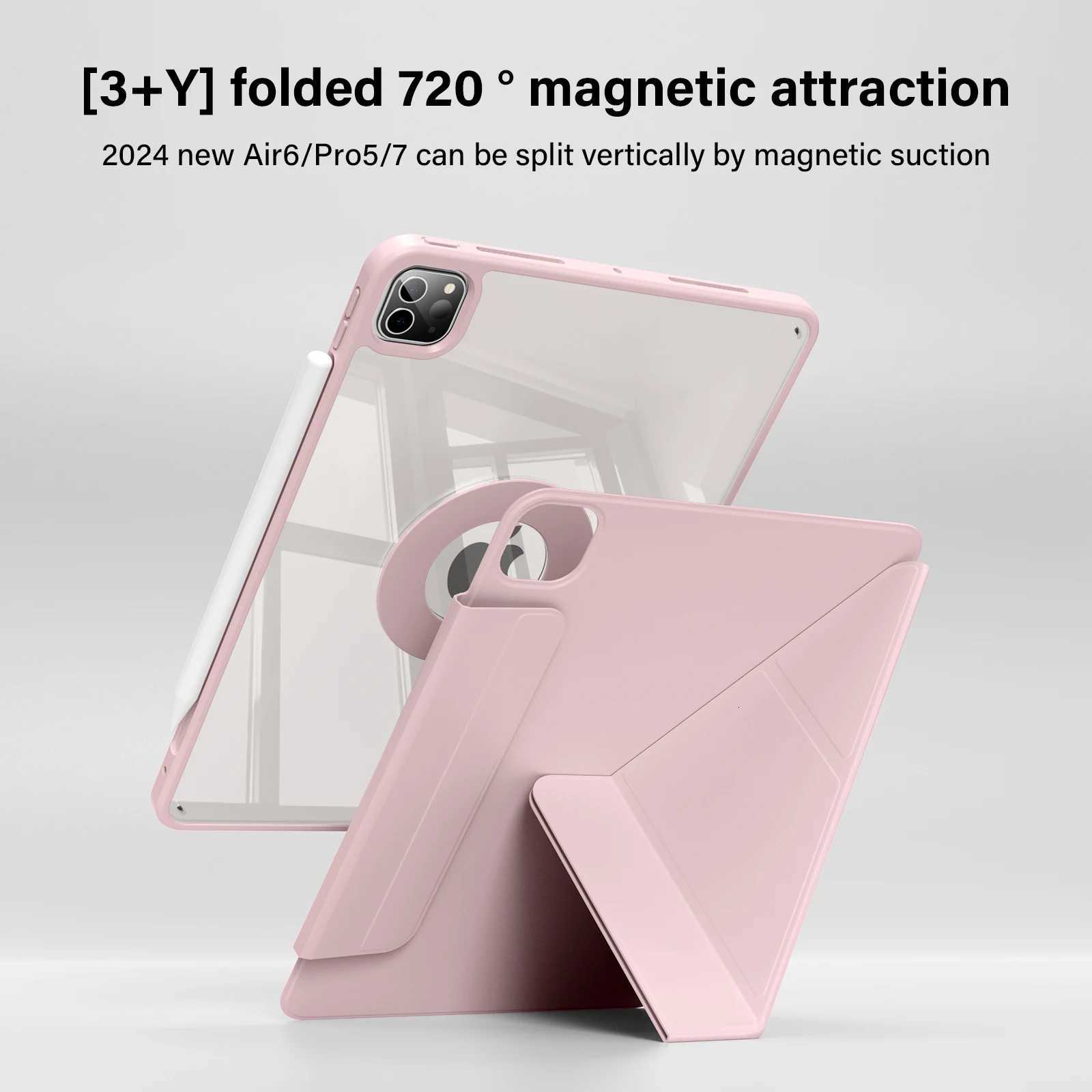 ZOYU Case iPad 10 Air 11 4/5 109 Pro 11 13 2024 Detachable Y-Shaped Folding iPad 102 7/8/9th Gen Rotate 360Detachable Cover C251208