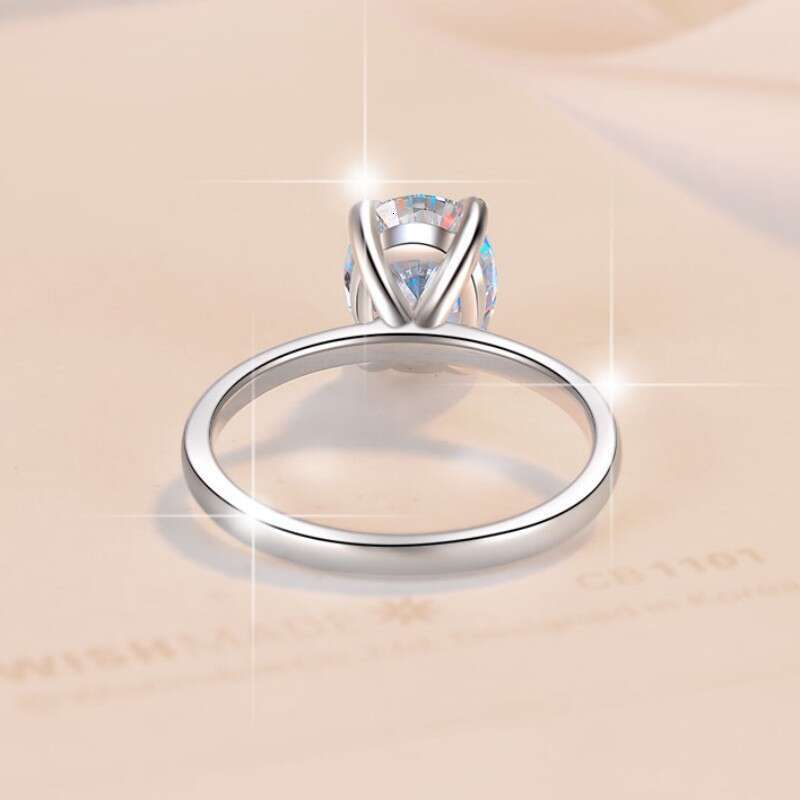 Ring Oval Moissanite for Women Four Prong Simple Gold-Plated Live Streaming Source S925 Sterling Silver Egg-Shaped Rings