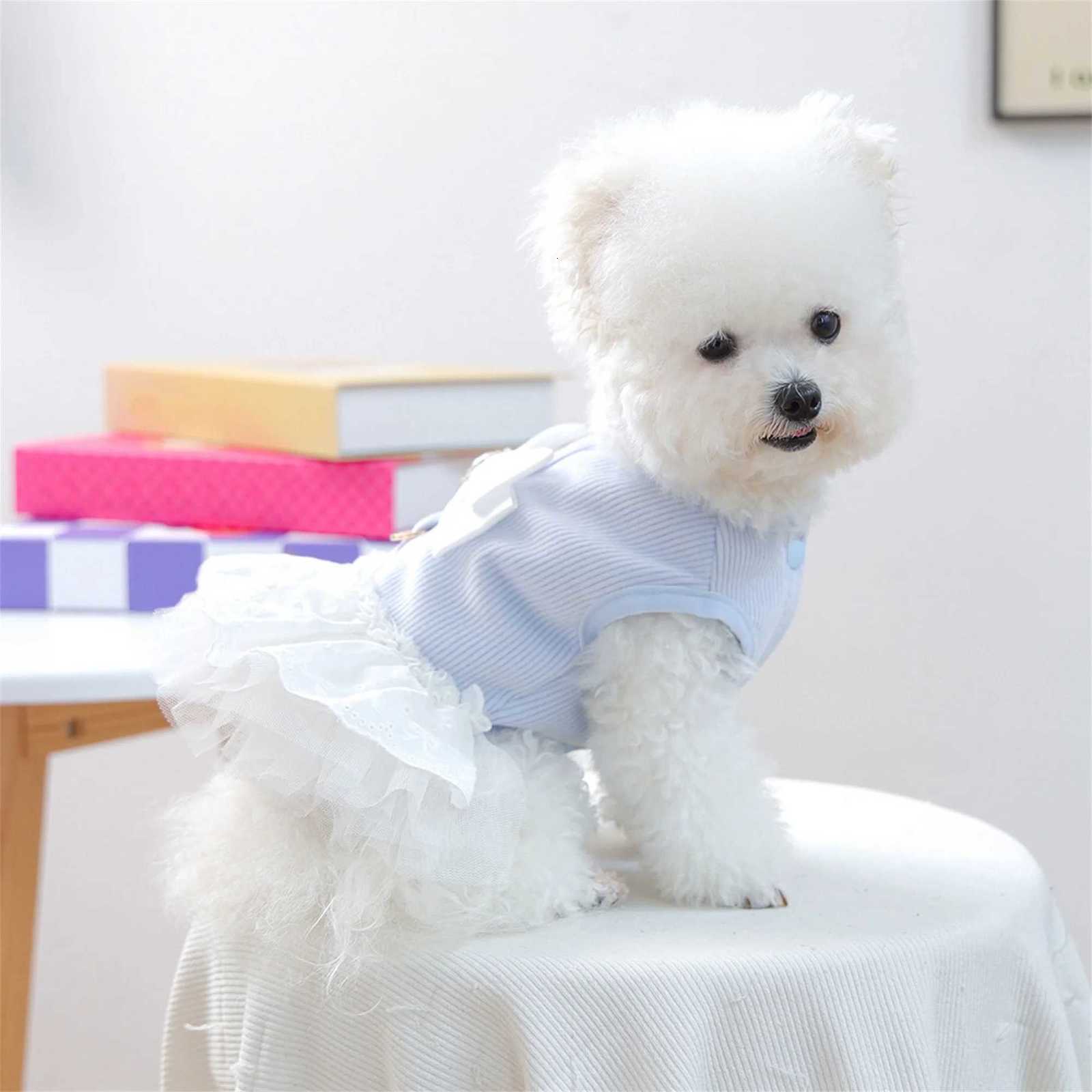 Dog Princess Dress with Bow Puppy Girl Tulle Dress Pet Clothes for Small Dogs Cats M251208