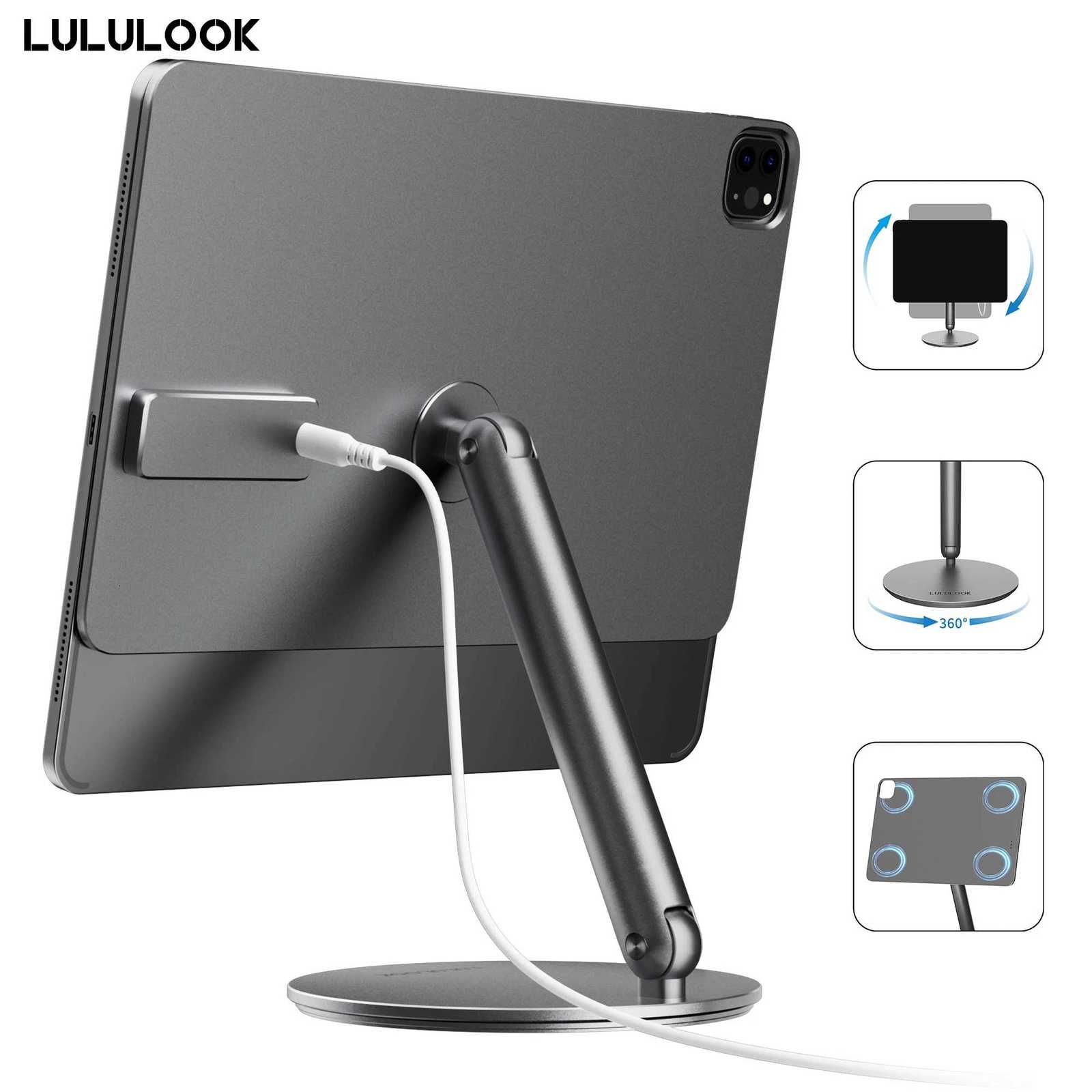 LOOK Foldable Magnetic Wireless Charging Stand For iPad Pro M5 M4 13/11/129 iPad Air 13/11/iPad Air 5/4th 360 Rotating Hold C251208
