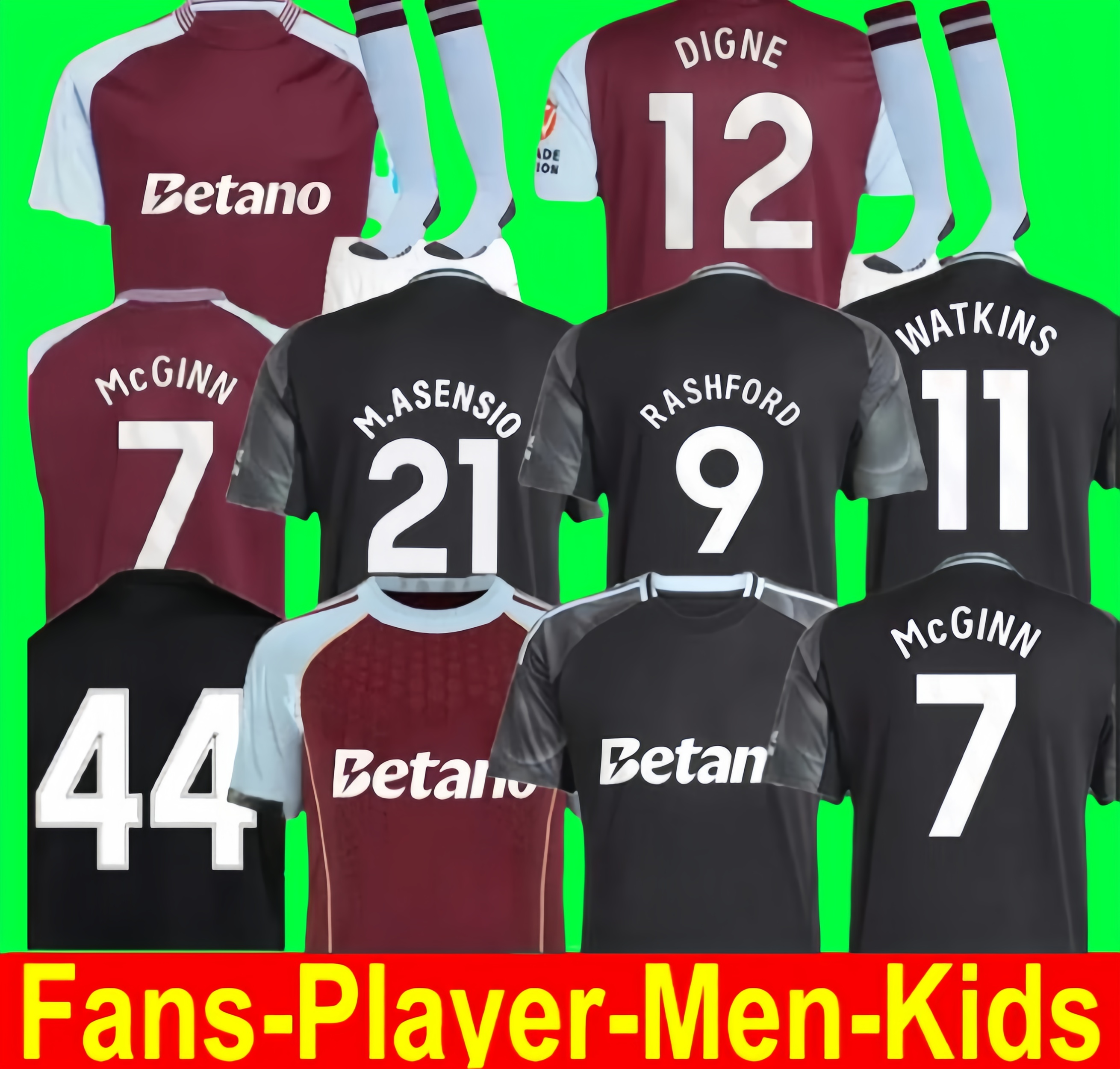 Aston vilas25 26 soccer jerseys villashirt WATKINS BUENDIA McGINN DIGNE ROGERS TIELEMANS ONANA BARKLEY MALEN MARTINEZ BAILEY 2025 2026 Football Shirts men Kids Kit