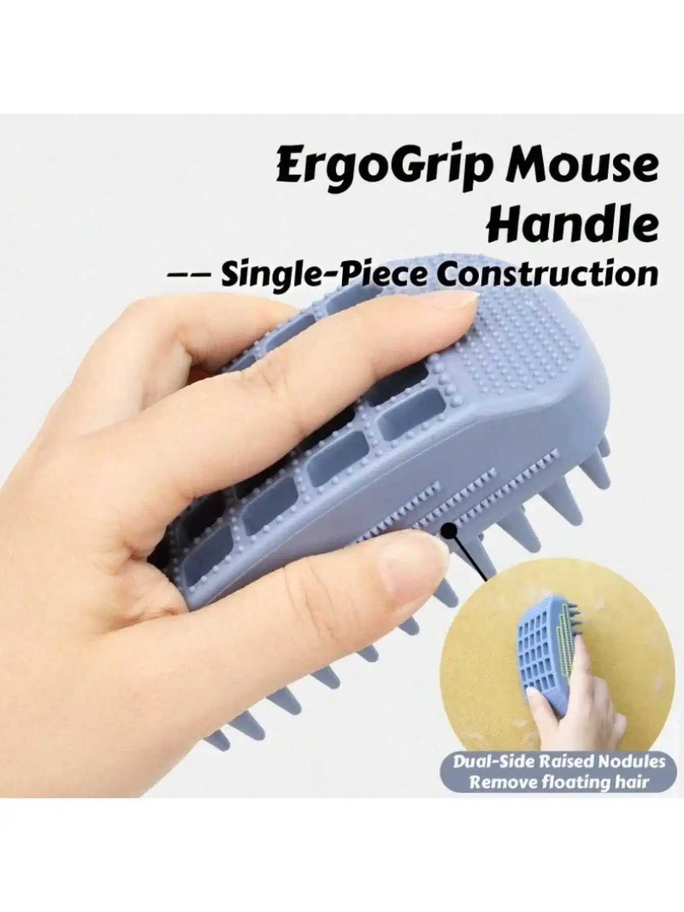 1Pc 3-Head Silicone Bath Massage Brush with Fur Removal for Cats/Dogs - Collects 96 Wet Hair during Washing - Grooming Tool M251208 - view 6