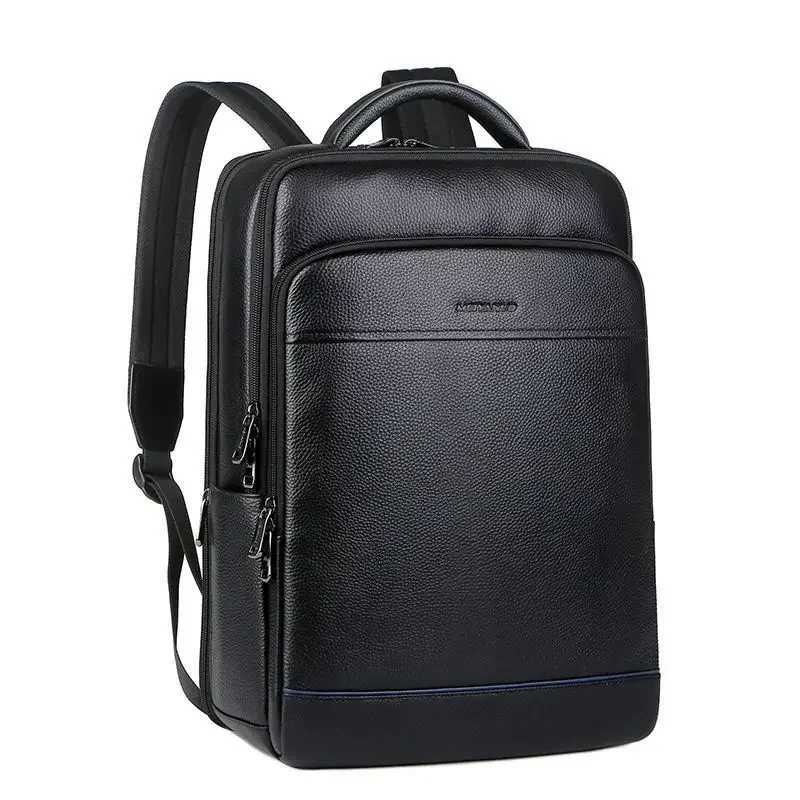 2024 FAshion Cow Genuine Leather Men Backpacks Real Natural Leather Student Backpack Large Computer Laptop Bag K251206