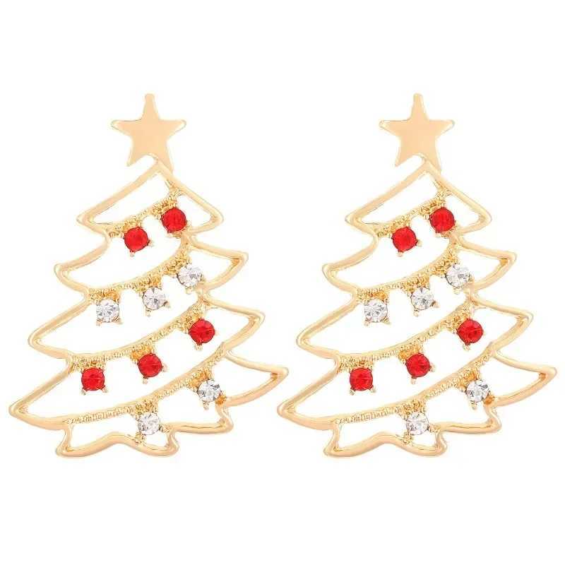 Christmas Colored Zircon Christmas Tree Simple and Fashionable Womens Earrings Creative Jewelry Holiday Gift J251208