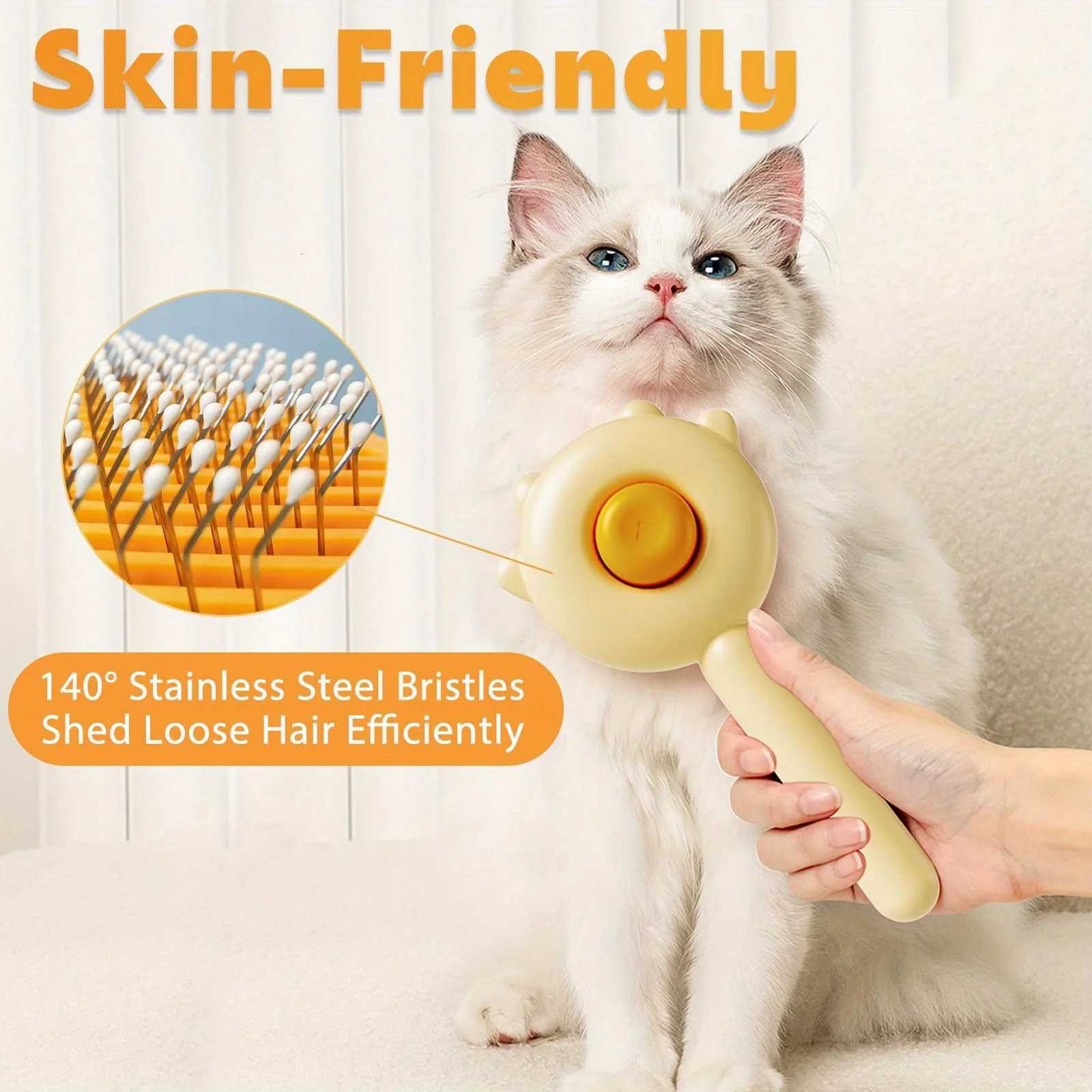 Pet Massage Comb Brush-Efficient Undercoat Remover with One-Click Loose Hair Release-Ideal for Long-Haired Breeds Senior Pets M251208 - view 3