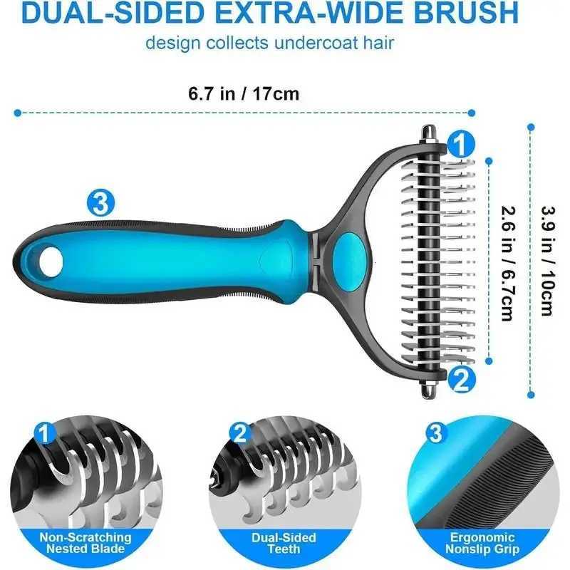 Pet Grooming Brush Rake Tool - Removes Mats Tangles Dog Grooming Essential M251208 - view 6