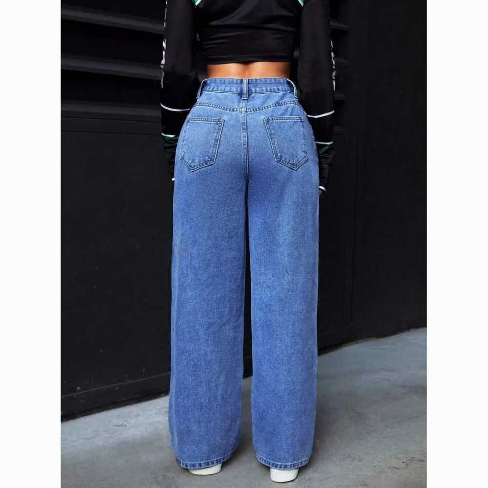 Autumn 2025 New Casual European and American Womens Loose Straight Wide-leg Denim Trousers WomenT251208