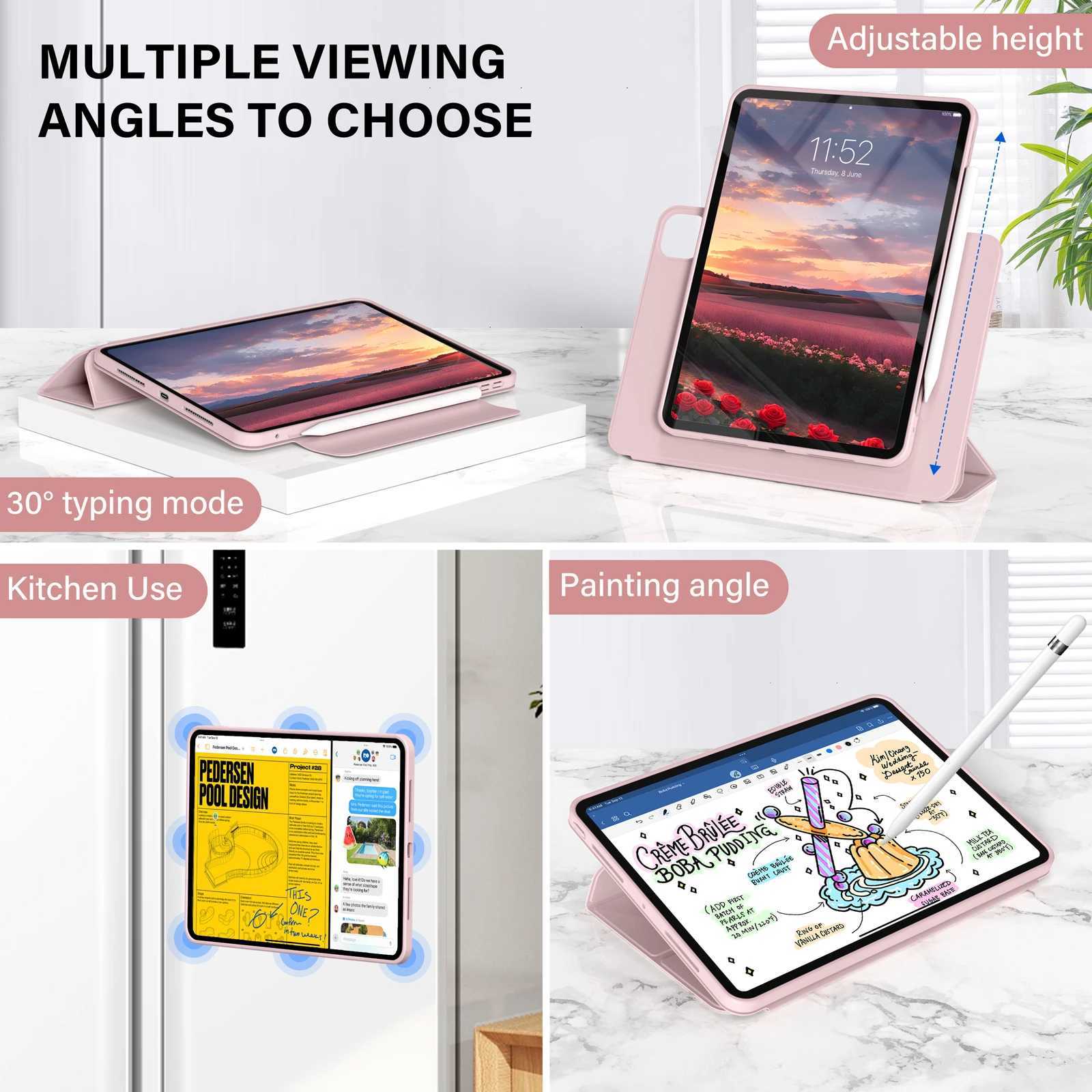 ZOYU Case iPad 10 Air 11 4/5 109 Pro 11 13 2024 Detachable Y-Shaped Folding iPad 102 7/8/9th Gen Rotate 360Detachable Cover C251208