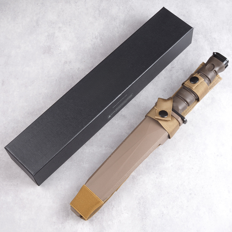 Stainless steel blade straight knife | High-hardness solid wood handle | Hunting, camping and survival knife | With knife sheath - view 4
