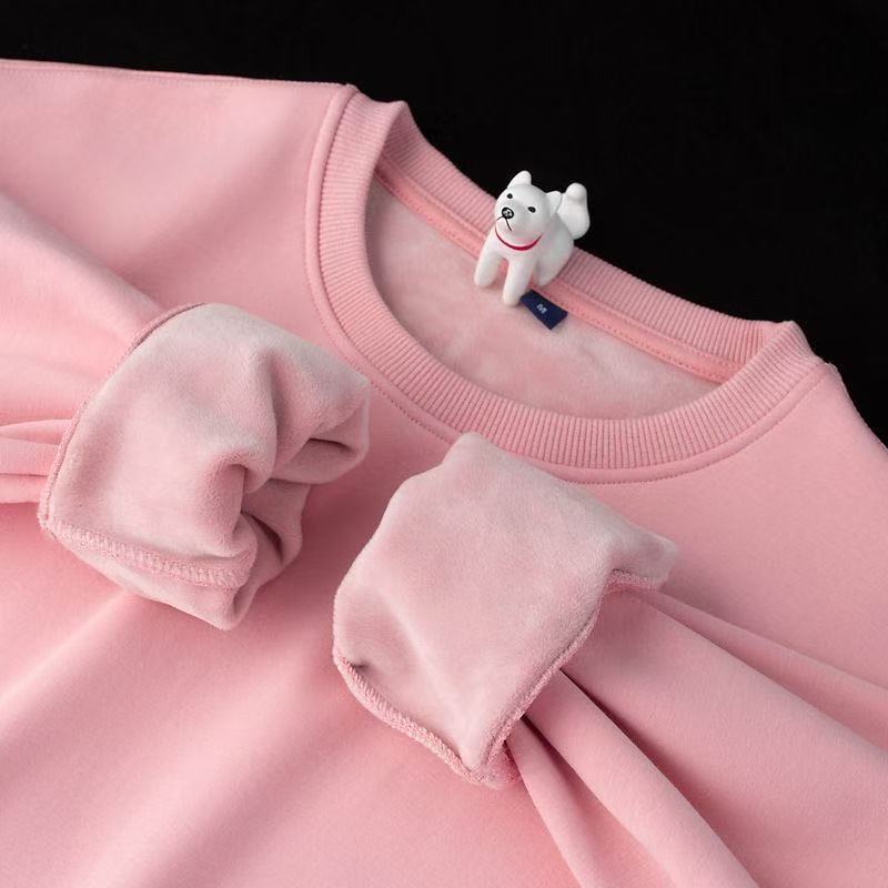 Men's 500g Heavyweight Baby Fleece Hoodie: Ultra-Soft Lined Thickened Crew Neck Loose Solid Color Pullover for Winter & Autumn Layering/Outerwear