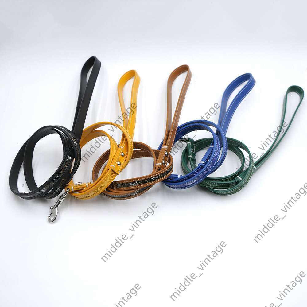 Designer Dog Collar With Classic Letter Pattern Design, Trendy Brand Dog Harness And Leash,genuine Leather Pet Collars Available In Various Colors