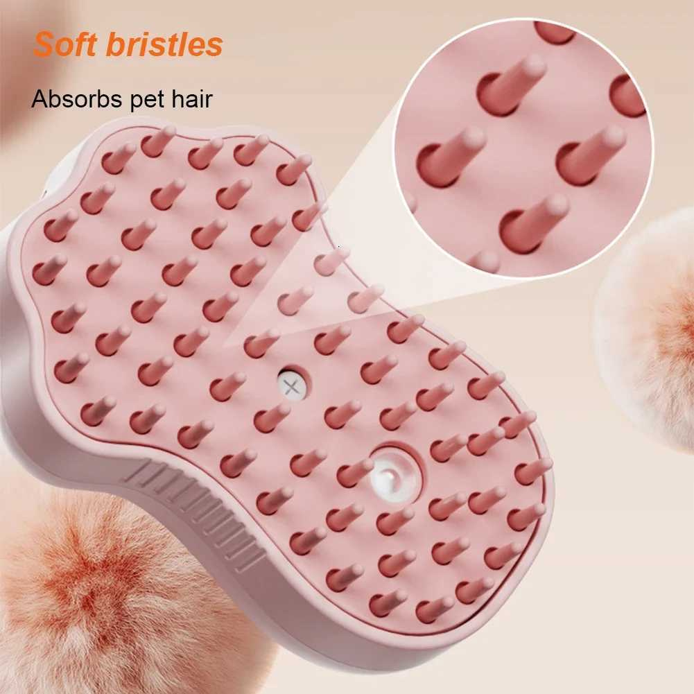Cat Bath Brush 3 in 1 Multifunction Steaming Grooming Brush Rechargeable Dog Spray Brush for Long/Short Hair Pets Massage Comb M251208 - view 1