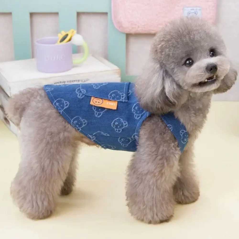 Durable Washable Pet Love Jeans Skirt Printed Cute Pet Denim Dress Reusable Dog Dress Spring M251208