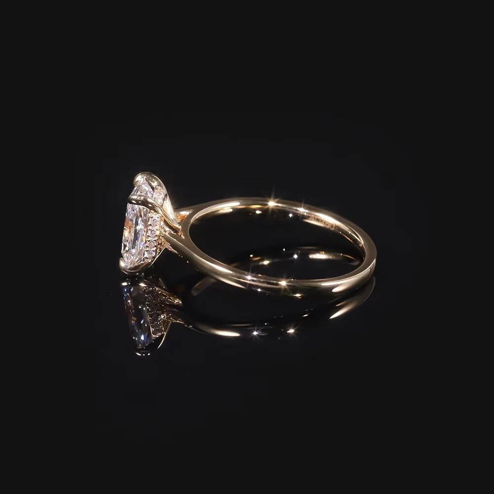 Abiding High End Jewelry Factory Engagement Real Au750 18K Yellow Gold IGI Certified Cushion 2ct CVD Lab Grown Diamond Ring