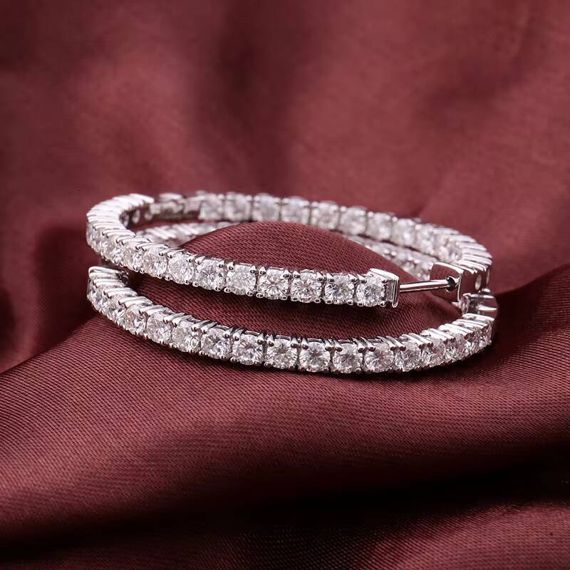 Provence Jewelry Bridal Design Women Moissanite Earrings 18k Gold Full Moissanite Diamond Hoop Earrings