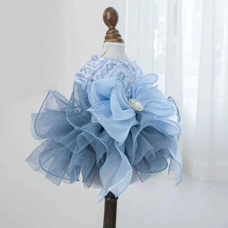 Puppy Gown Fluffy Pet Princess Dress Soft Cute Puppy Fairy Skirt Breathable Blue Pet Costume Photograph Prop M251208