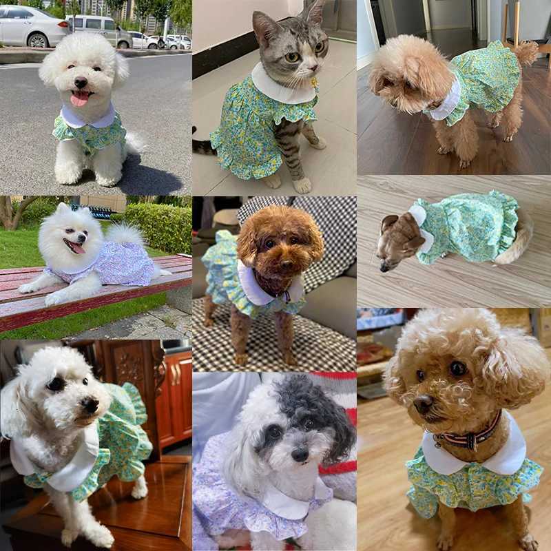 Dog Dress Summer Floral Pet Skirts Cat Sweet Dresses Chihuahua Yorkie Clothing Soft Breathable Puppy Costume Girls Dog Clothes M251208