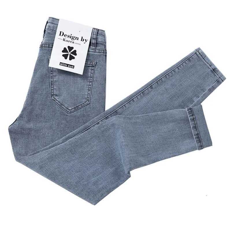 Women Slim Waist Stretchy Skinny Jeans Korean Fashion Nine Point Denim Pencil Pants Vintage Straight Leg JeansT251208