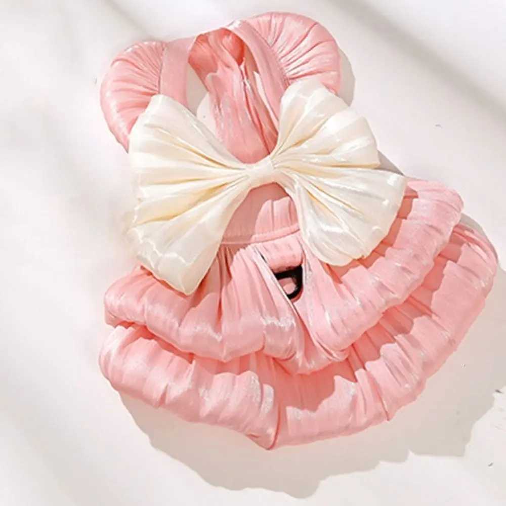 Stylish Lovely Pet Princess Skirt Washable with Bowknot Shiny Pet Clothing Polyester Breathable Cat Dresses Dress Up Accessories M251208