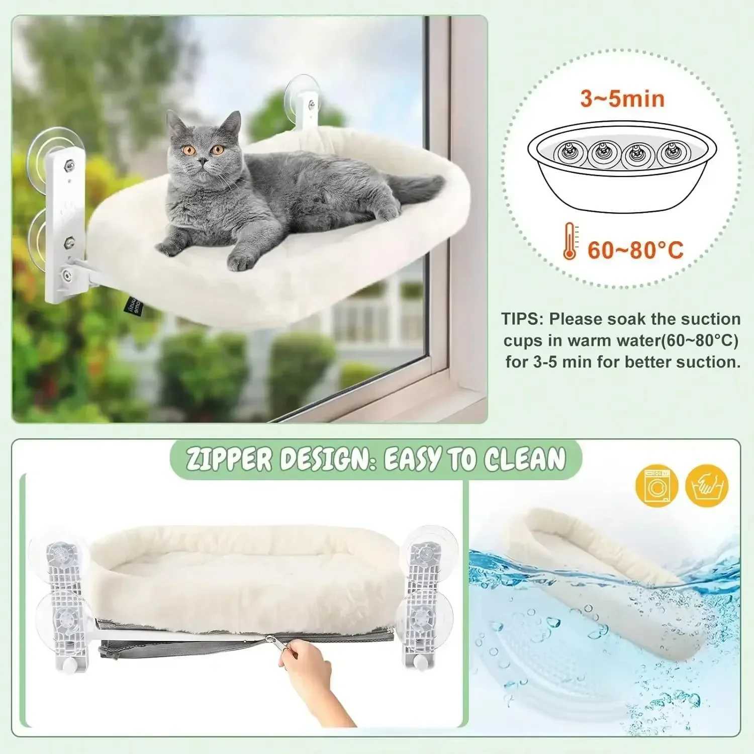 Winter Cat Hammock Window Habitat Cat Sunbathing Glass Hanging Suction Cup Balcony Pet Nest Foldable Pet Bed Cat Supplies Y251206