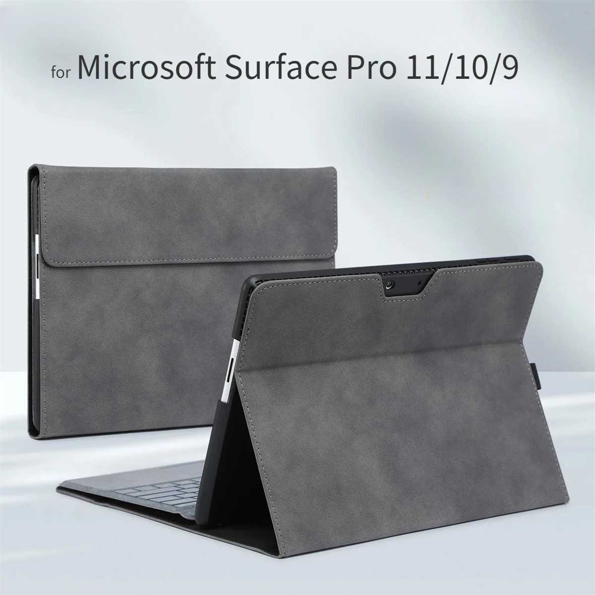 Business Cover for Surface Pro 11/10/9 Portfolio Case 13inch Mtiple Angle Stand Tpu Shell Cpatible with Keyboard C251208