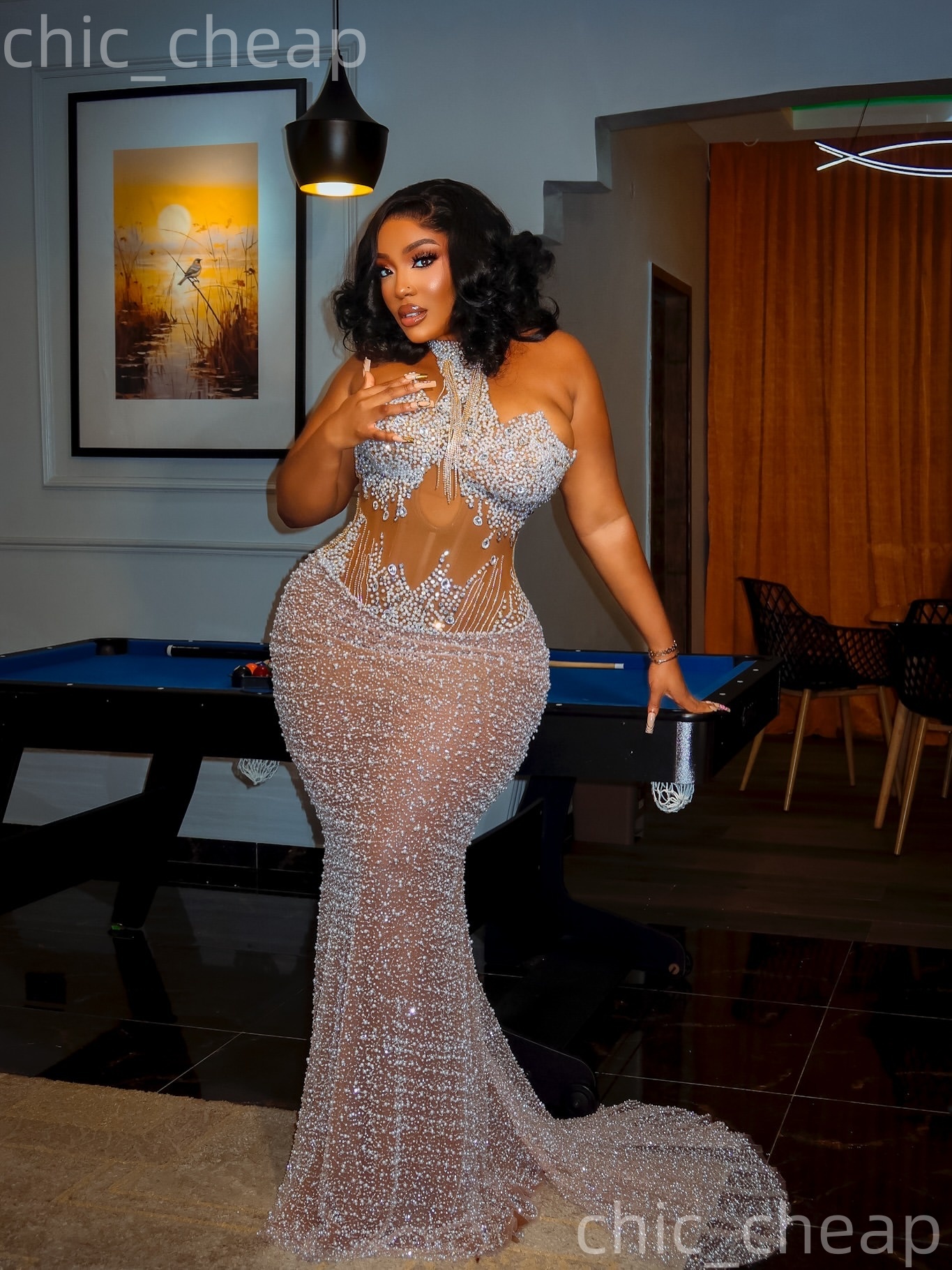 Aso Ebi Ivory Mermaid Prom Dresses 2026 Pearls Crystals Illusion Evening Formal Party Second Birthday Engagement Gowns Plus Size Dress For Special Occ