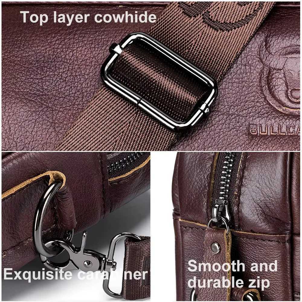BULLCAPTAIN Mens Genuine Leather Handbag 14 Inch Laptop Briefcase Large Capacity Crossbody Business Computer Bag For Man Z251208