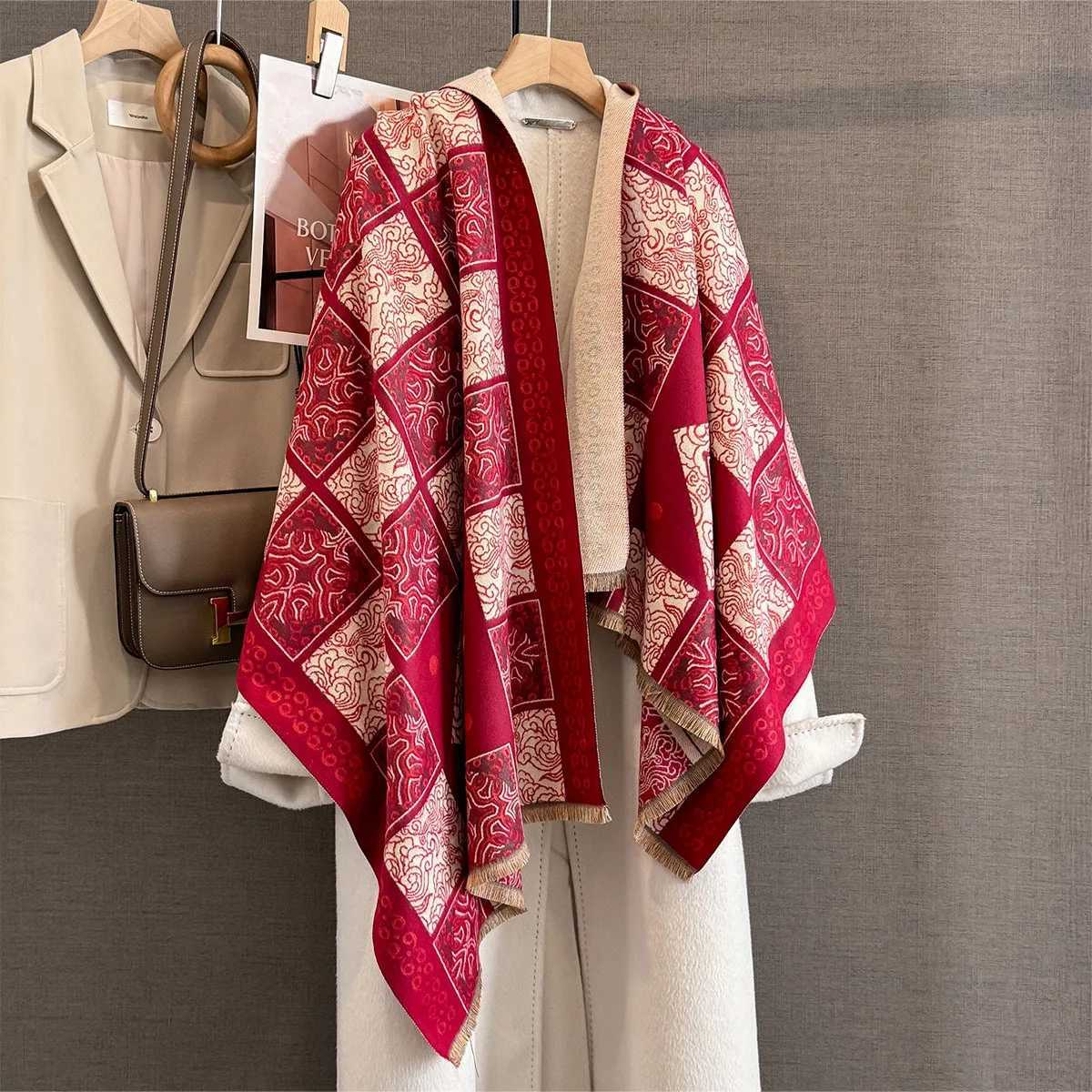 Luxury Thick Cashmere Blanket Women Scarf Warm Pashmina Shawl Winter Wraps Bufanda Print 2025 New Design Poncho Echarpe Female Bufandas Y251208