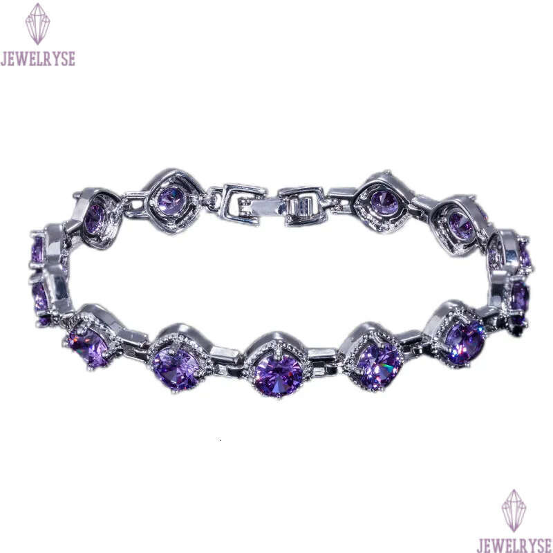 Charm bracelet AAA cubic zirconia bracelets white ruby purple green emerald copper crysatal silver bangles jewelry for Teen girls women gift