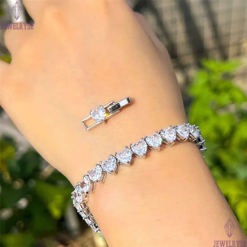 classic love heart CZ tennis bracelet designer for woman copper plated chain AAA zirconia silver diamond chains bracelets womens luxury jewelry valent