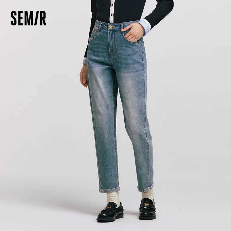Semir Jeans Women Brushed Tapered Washed Denim Long 2025 Winter Pants Woman Clothing Jeans for WomanT251208