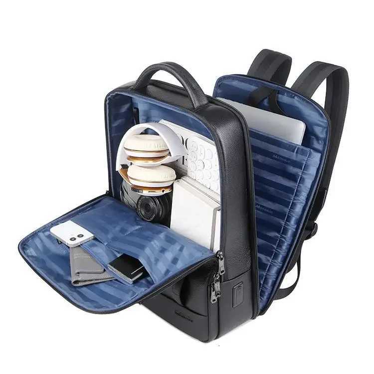 2024 FAshion Cow Genuine Leather Men Backpacks Real Natural Leather Student Backpack Large Computer Laptop Bag K251206