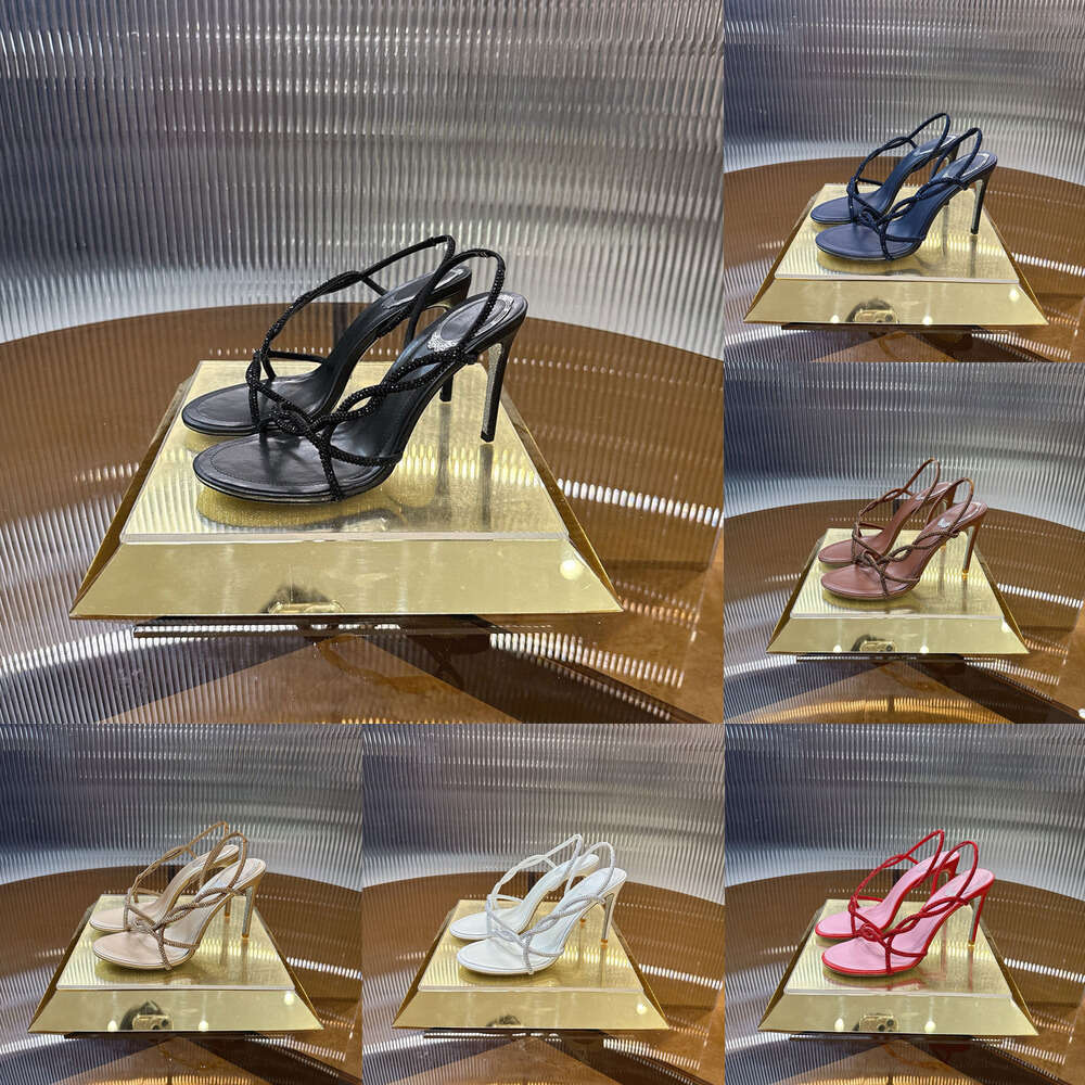 fashion Dinner Sexy party wedding Evening shoes designer shoe woman Luxury Rhinestone High-heeled sandals Mirror quality open toes Stiletto heels dress lady shoes