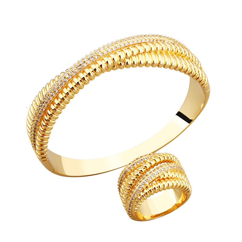 French Court Style Irregular Cross Chain Bracelet Ring For Women With Zircon Inlay Wholesale E2