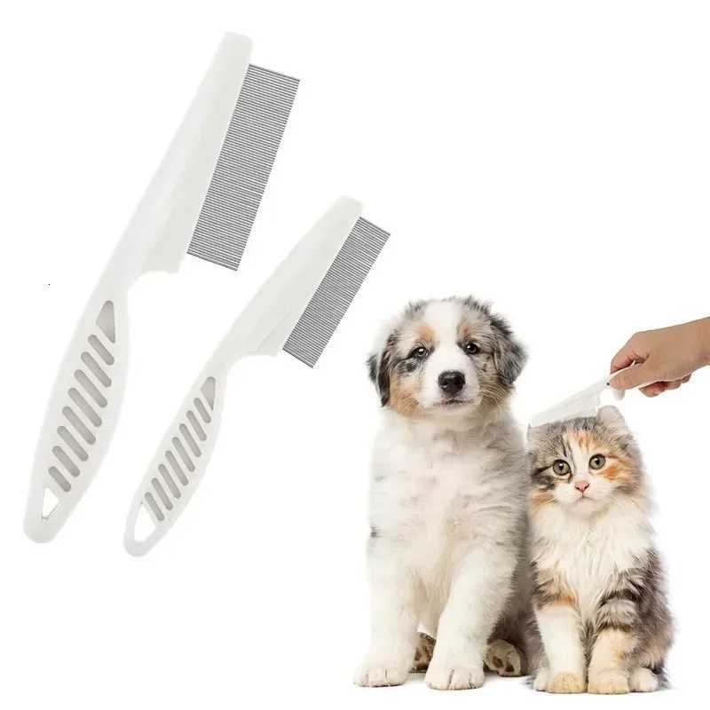 Stainless Steel Fine Tooth Comb Dog Cat Grooming Brush Flea Louse Shedding Tool Bath Cleaning Supplies for Pets M251208