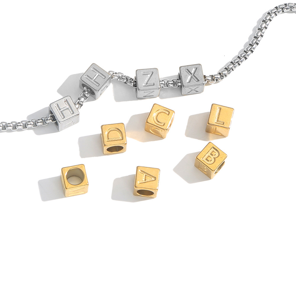 Stainless steel classic 26 letter exquisite small accessory, cute handmade DIY bracelet, large hole bead small accessory